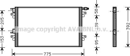Радиатор кондиционера (конденсатор) AVA (алюминий). Артикул RTA5280