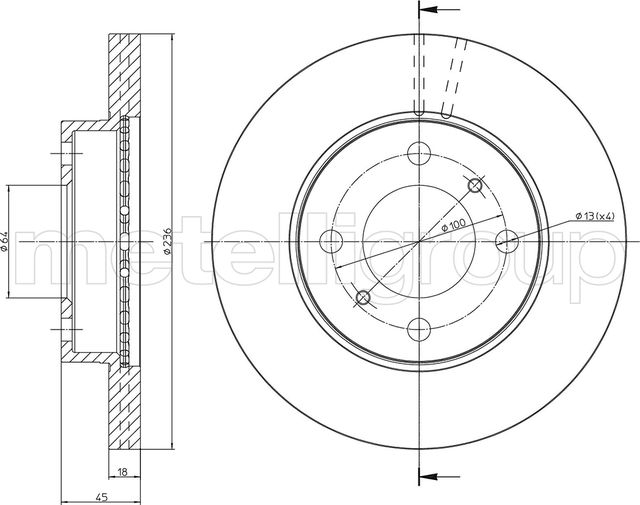 Тормозной диск Metelli. Артикул 23-0505C