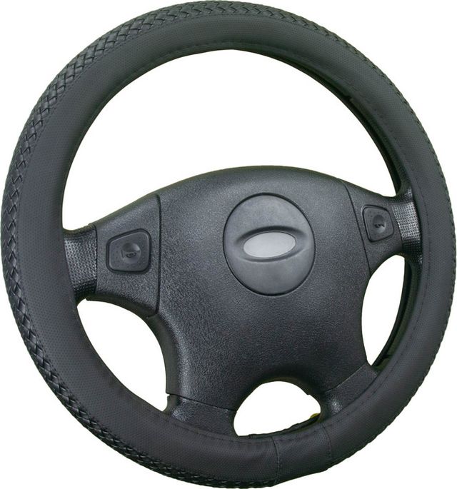 Оплётка на руль CarFashion Braid (размер M, экокожа, цвет ЧЕРНЫЙ/ЧЕРНЫЙ). Артикул 31556