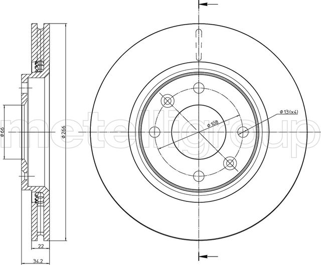 Тормозной диск Metelli. Артикул 23-0555C