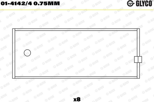 Вкладыши шатунные Glyco для Ford Taunus I 1970-1976. Артикул 01-4142/4 0.75mm