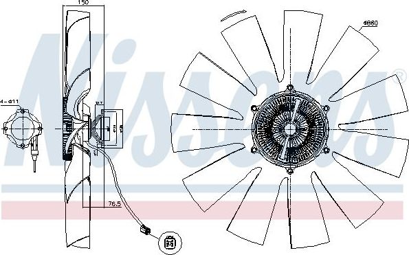 Муфта (вискомуфта) вентилятора Nissens (алюминий). Артикул 86211