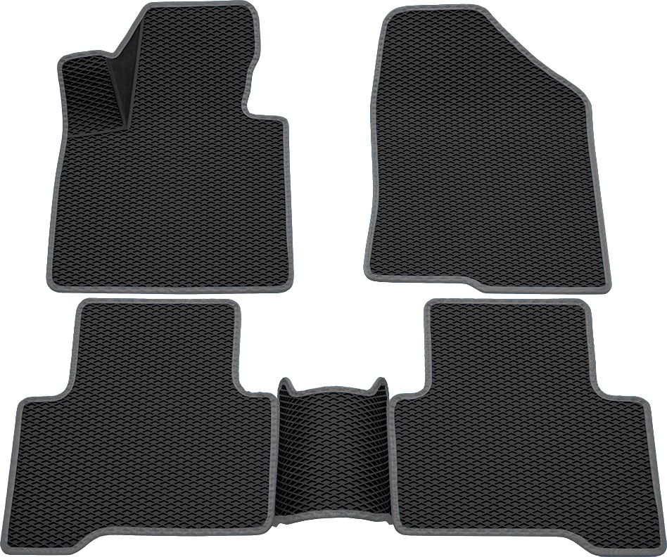 Коврики Rezkon 3D EVA Ромб резиновые для салона Hyundai Santa Fe III 2012-2018 Серый кант. Артикул 9220045402