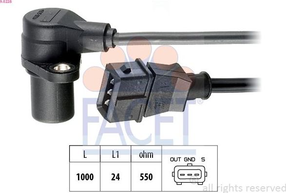Датчик положения коленвала Facet Made in Italy - OE Equivalent для Chevrolet Nubira 2005-2011. Артикул 9.0228