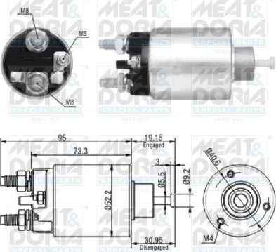Втягивающее реле стартера Meat & Doria. Артикул 46133