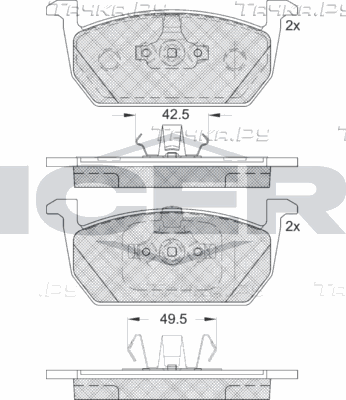 Тормозные колодки Icer передние для Skoda Scala I 2019-2026. Артикул 182285