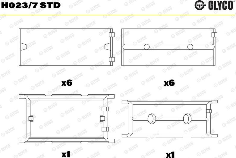 Вкладыши коренные Glyco для Land Rover Range Rover II 1994-2002. Артикул H023/7 STD