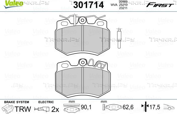 Тормозные колодки Valeo First. Артикул 301714