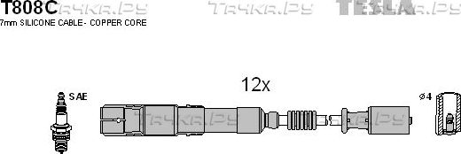 Высоковольтные провода (провода зажигания) (комплект) Tesla. Артикул T808C