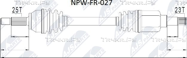 Полуось (привод в сборе, приводной вал) NTY. Артикул NPW-FR-027