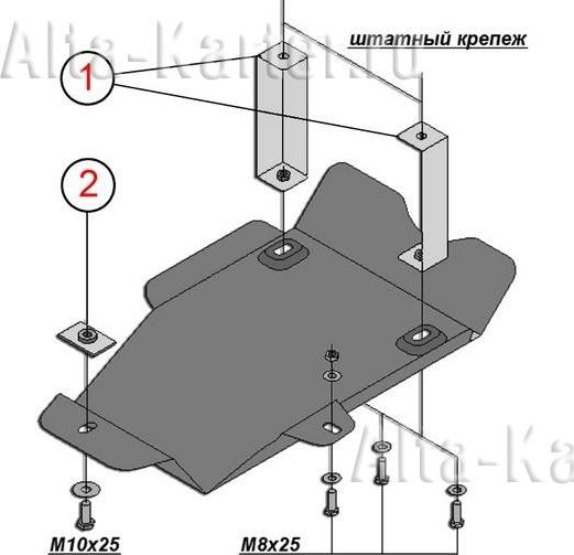 Защита алюминиевая Alfeco для редуктора заднего моста Nissan Terrano III 4WD 2014-2026. Артикул ALF.18.04 AL 3
