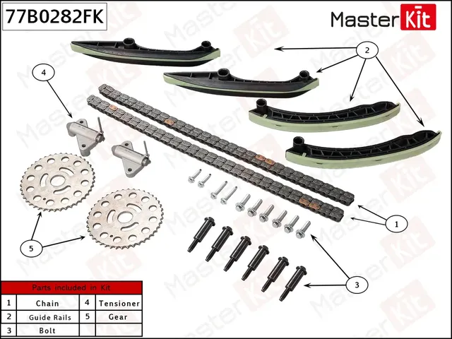 Комплект цепи ГРМ NISSAN/INFINITI EX30d/QX50/QX70/M30d co звездочками (Master KIT). Артикул 77B0282FK