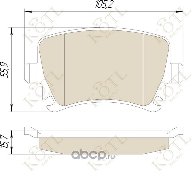 Колодки тормозные дисковые задние к-т VOLKSWAGEN TOURAN 03>/CADDY/G5/G6 (Kotl) Kotl. Артикул 1622kt