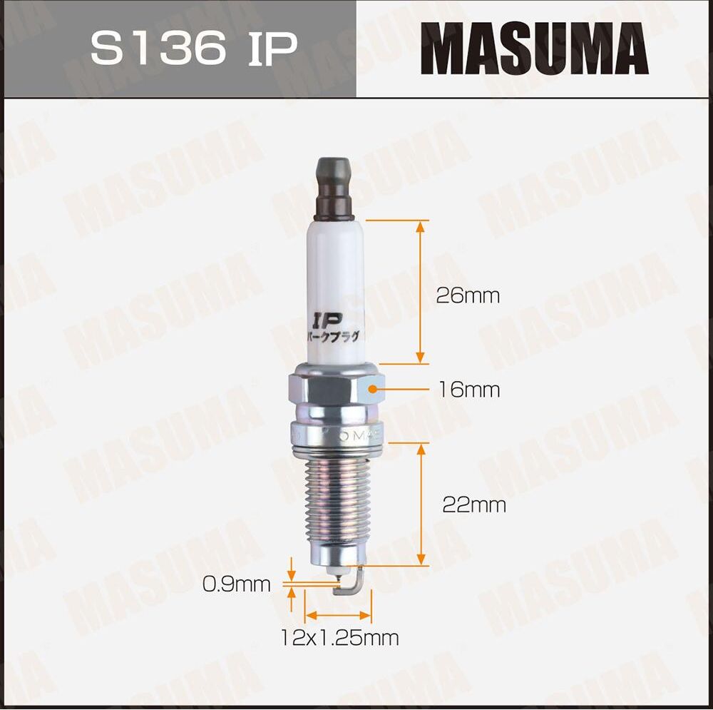 Свеча зажигания MASUMA IRIDIUM+PLATINUM (IZKR7B). Артикул S136IP