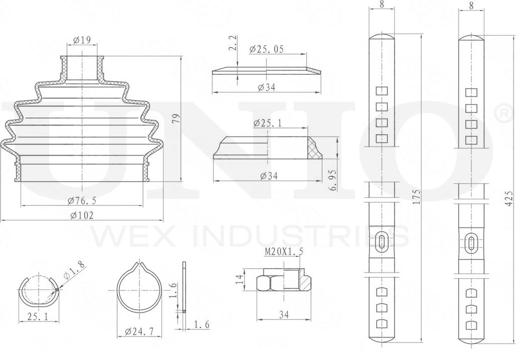 Пыльник ШРУС, комплект (Unio). Артикул DUC-30050K