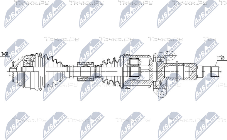 Полуось (привод в сборе, приводной вал) NTY. Артикул NPW-BM-141