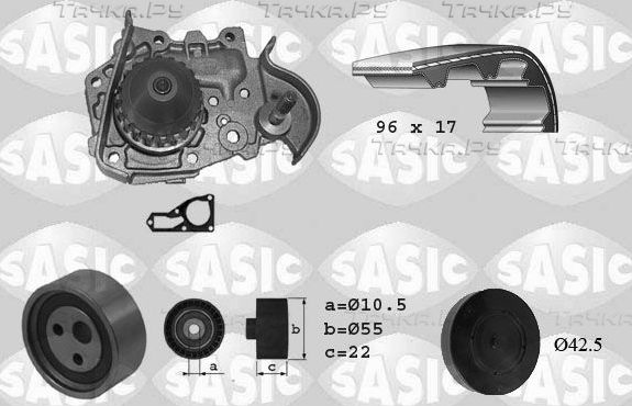 Помпа (водяной насос) с комплектом ремня ГРМ Sasic для Dacia Sandero I 2008-2012. Артикул 3904005