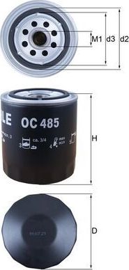 Масляный фильтр Mahle-Knecht. Артикул OC 485
