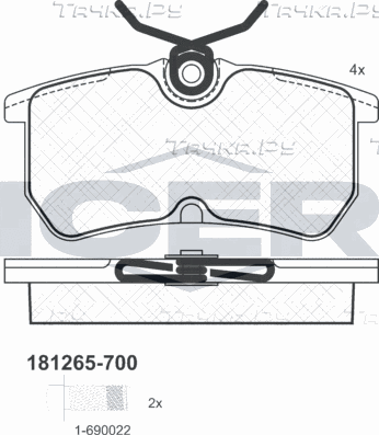 Тормозные колодки Icer задние для Ford Focus I 1998-2005. Артикул 181265-700