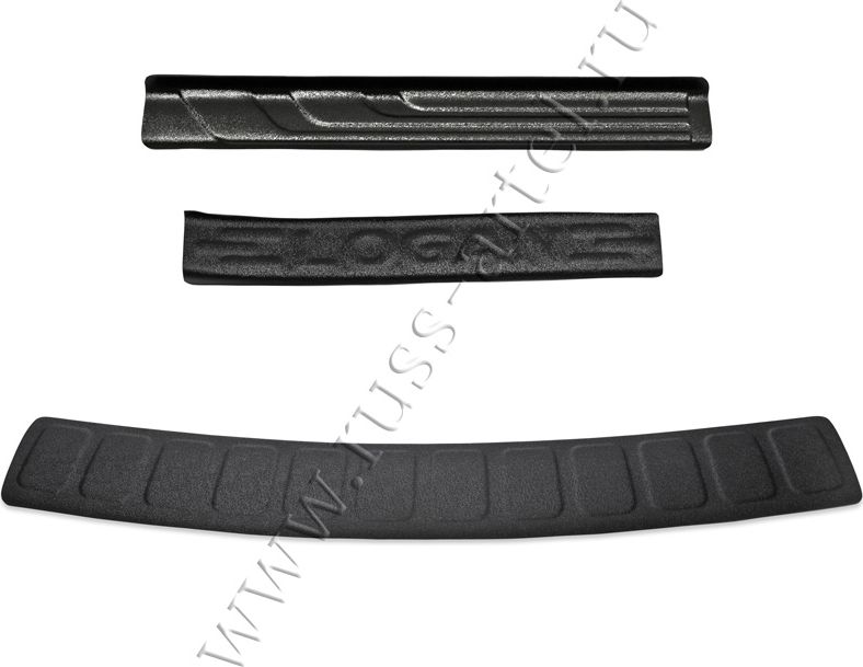 Защитный комплект №3 Русская Артель (накладки на пороги дверей и задний бампер) для Renault Logan I 2004-2009. Артикул ZKR-189602