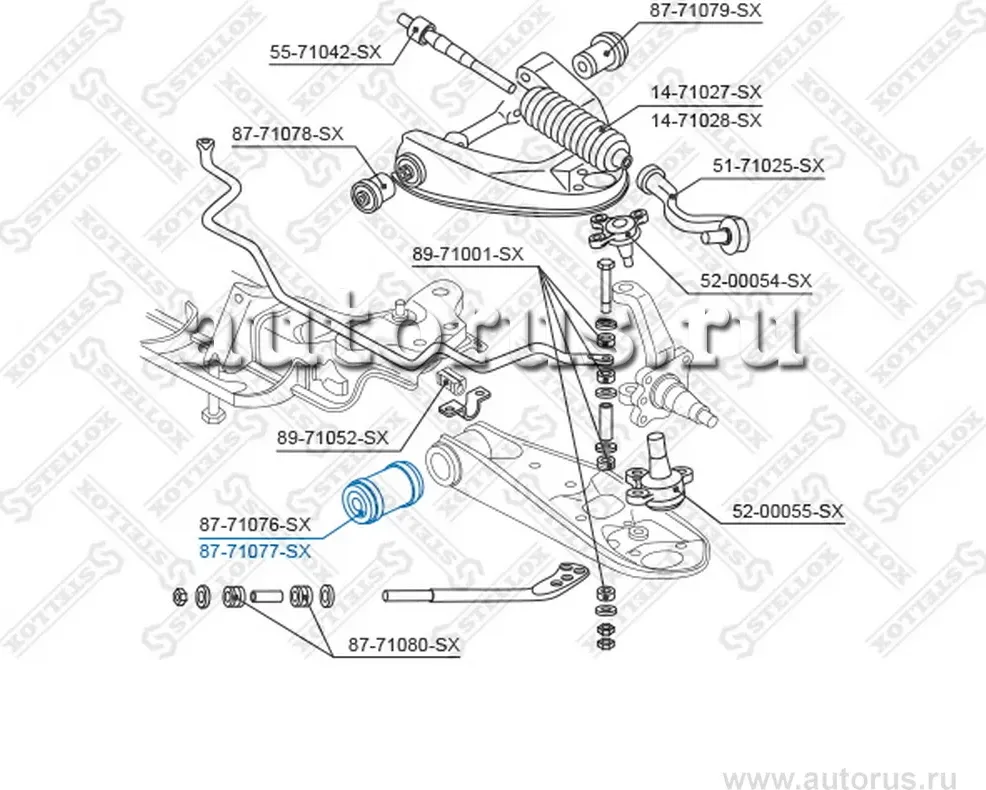 87-71077-SX_сайлентблок нижн. рычага внутр.!/ Mazda E2200 SD/SR all 96 (Stellox) Stellox. Артикул 8771077SX