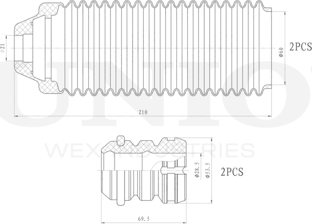 Отбойник и пыльник амортизатора, комплект (Unio). Артикул DUC-50080