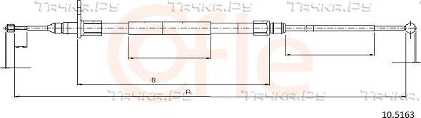Трос ручника (тросик ручного тормоза) Cofle. Артикул 10.5163