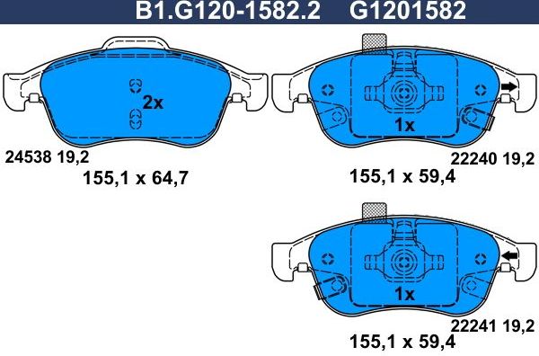 Тормозные колодки Galfer. Артикул B1.G120-1582.2