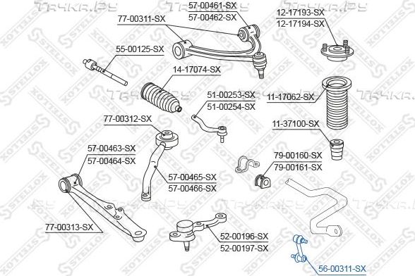 Стойка (тяга) стабилизатора Stellox передняя для Lexus IS I 1999-2005. Артикул 56-00311-SX