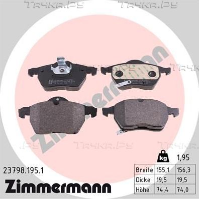Тормозные колодки Zimmermann. Артикул 23798.195.1