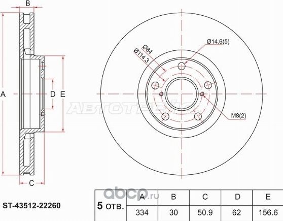Диск тормозной перед RH LEXUS GS303543460 (SAT). Артикул ST4351222260