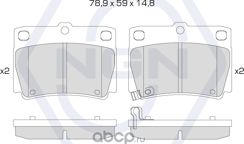 Колодки тормозные керамические, задние (NGN). Артикул 3501737