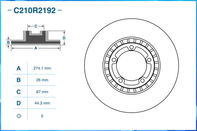 Диск тормозной передний (Cworks). Артикул C210R2192