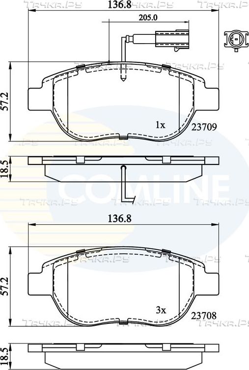 Тормозные колодки Comline Comline передние для Fiat Fiorino III 2009-2026. Артикул CBP11038