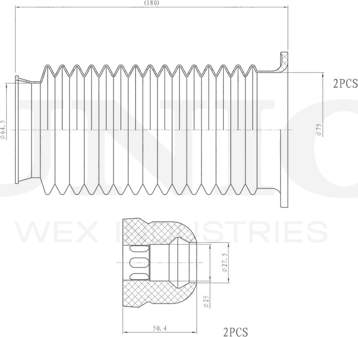 Отбойник и пыльник амортизатора, комплект (Unio). Артикул DUC-50010