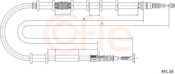 Трос ручника (тросик ручного тормоза) Cofle. Артикул 491.18