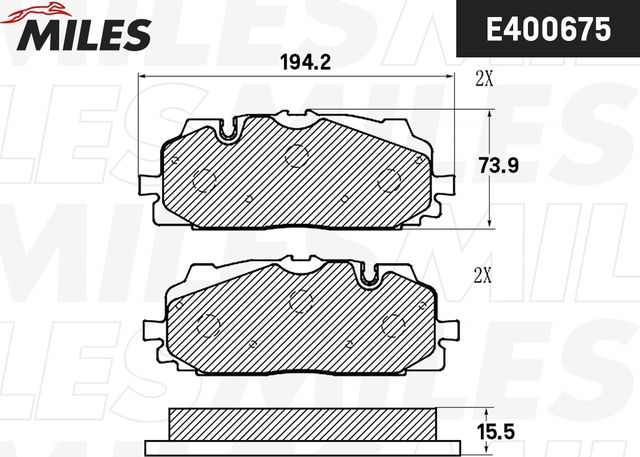 Тормозные колодки Miles (Low-Metallic). Артикул E400675
