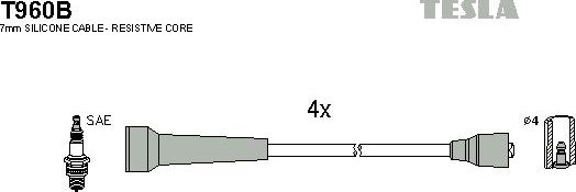 Высоковольтные провода (провода зажигания) (комплект) Tesla. Артикул T960B