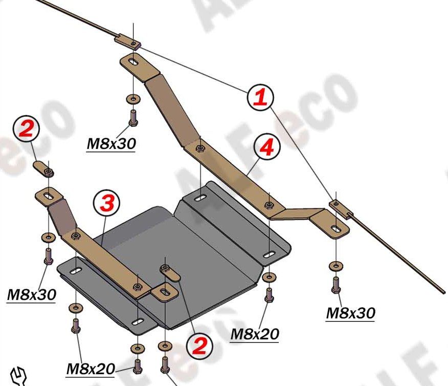 Защита Alfeco для редуктора заднего моста Land Rover Freelander II 2006-2014. Артикул ALF.38.13