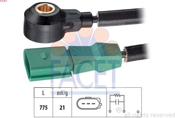 Датчик детонации Facet Made in Italy - OE Equivalent. Артикул 9.3251