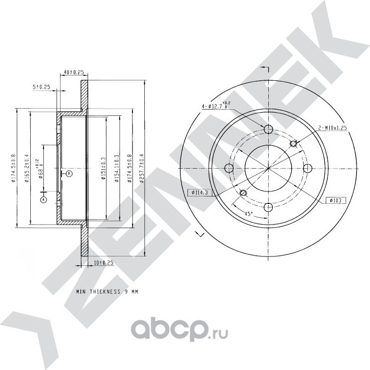 Диск тормозной задний NISSAN ALMERA 00-> PRIMERA 90-02 (Zennek). Артикул DBD0150