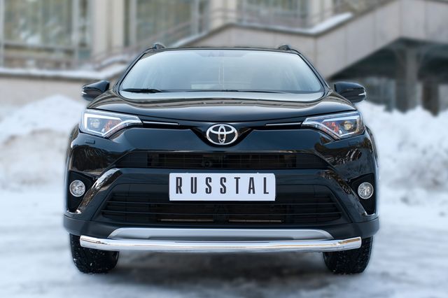 Защита RusStal переднего бампера d63 (секции) для Toyota RAV4 IV 2015-2019. Артикул TR4Z-002192