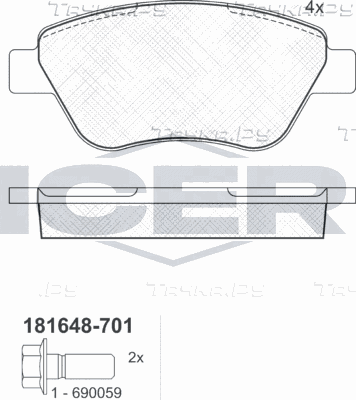 Тормозные колодки Icer. Артикул 181648-701