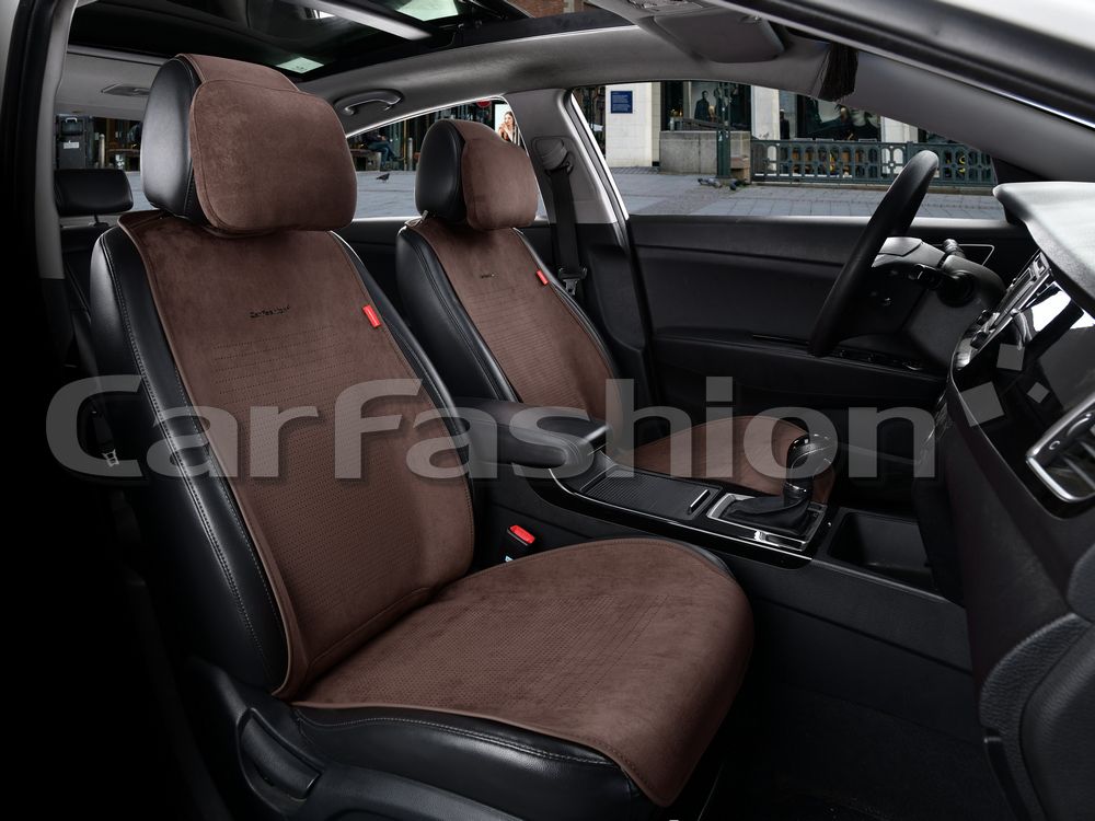 Накидки универсальные CarFashion 2D Prestige Front на передние сидения авто, цвет Кофе/Кофе. Артикул 26238