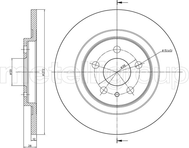 Тормозной диск Metelli задний для Fiat Ulysse II 2002-2011. Артикул 23-0554C