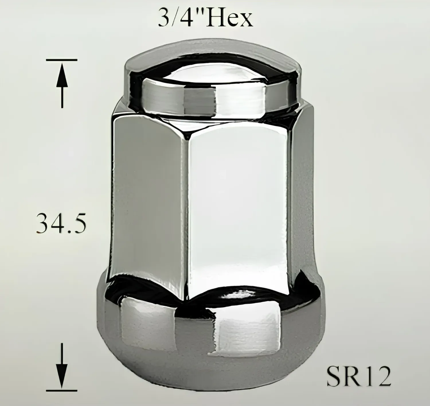 Гайка колесная M12x1,5x34,5, сфера R12, кл.19, закрытая, хром для а/м Honda (ASCR019) (Airline). Артикул ASCR019