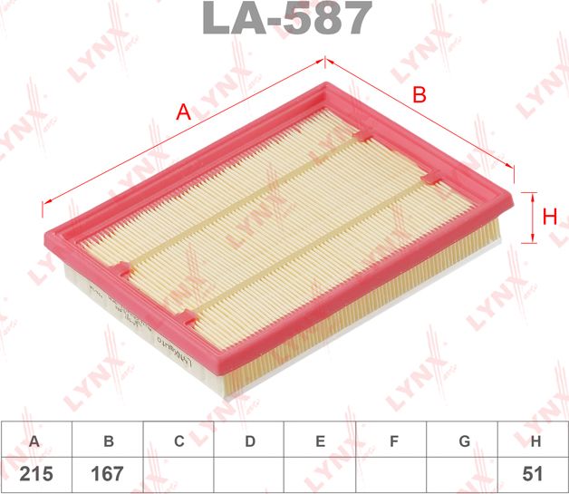Воздушный фильтр LYNXauto. Артикул LA-587