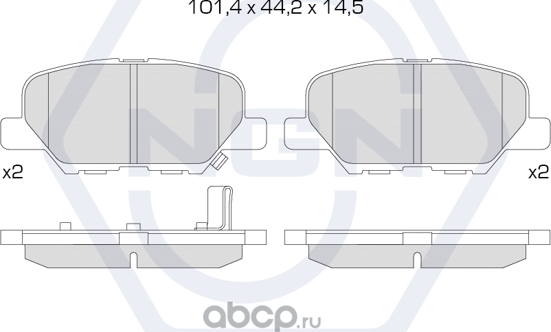 Колодки тормозные керамические, задние (NGN). Артикул 3501998
