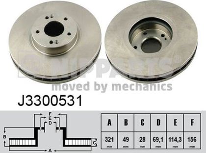 Тормозной диск Nipparts передний для Kia Sorento II 2009-2024. Артикул J3300531