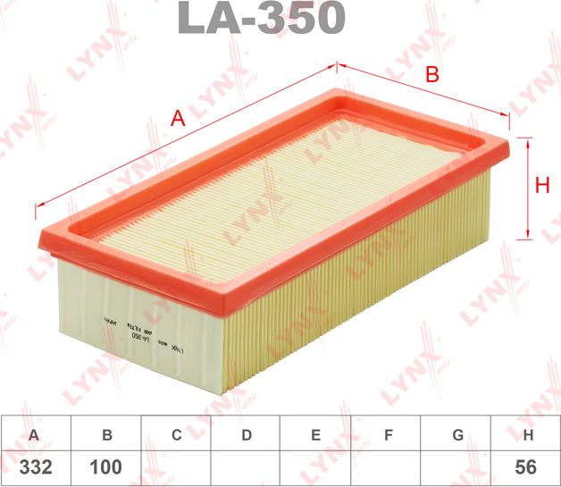 Воздушный фильтр LYNXauto. Артикул LA-350